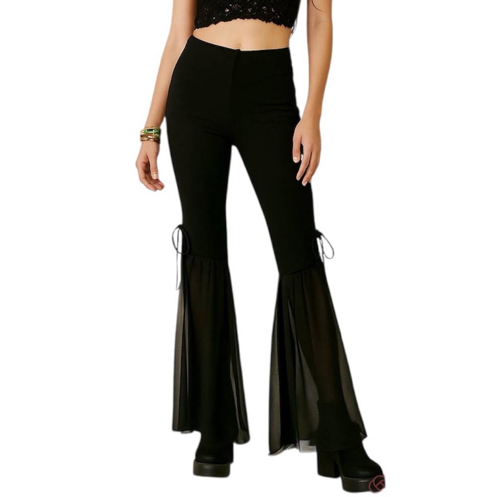 SHARIF DESIGNS Belly Dance Flare Bell Bottom Pants Chiffon Leggings Medium